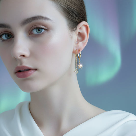 Boucles d’oreilles Aurora – Polarys – Étoile du Nord Pendantes