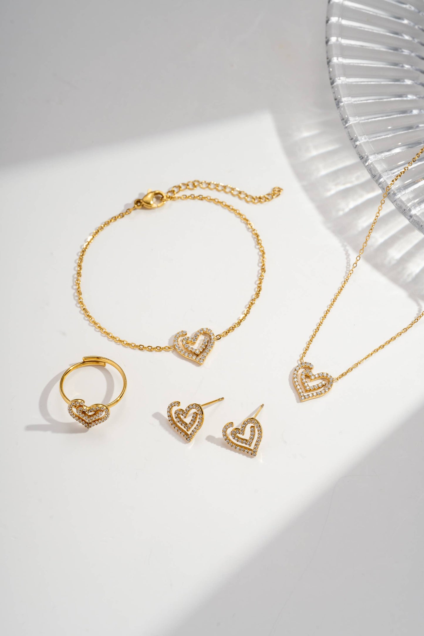 Parure Cœur Cristal 4 Pièces - Bijou symbole Aurora