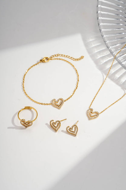 Parure Cœur Cristal 4 Pièces - Bijou symbole Aurora