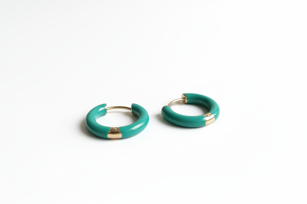 Boucles d'oreilles Anneau Vert - Bijou Symbole Aurora