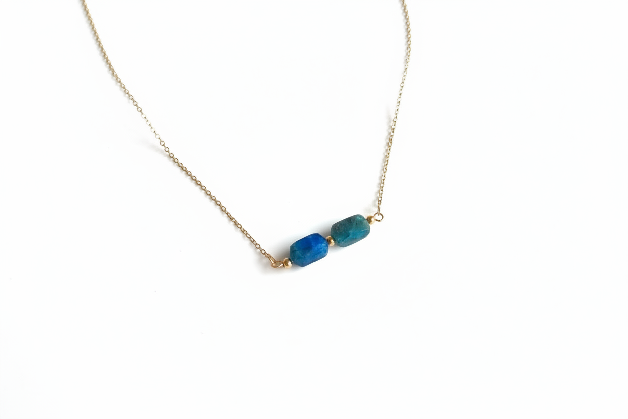 Collier Pierre Apatite Bleue - Bijou d'intention Aurora
