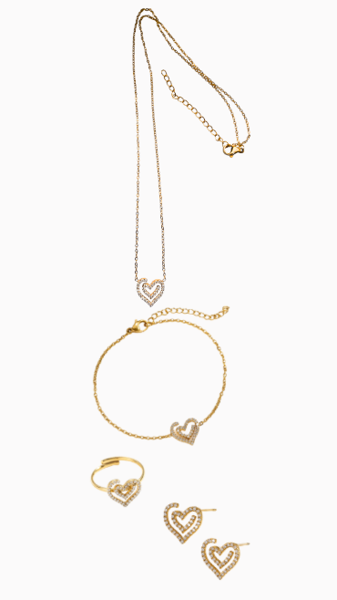 Parure Cœur Cristal 4 Pièces - Bijou symbole Aurora