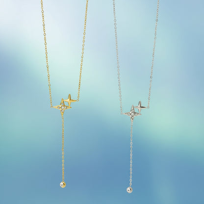 Collier Double Étoile du Nord (Y) - Bijou d'intention Aurora