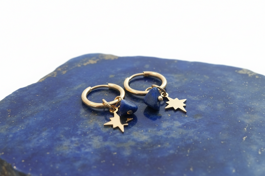Boucles d’oreilles Aurora étoile et pierre Lapis-Lazuli